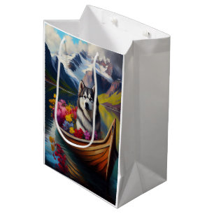Alaskan Malamute Dog on Paddle: A Scenic Adventure Medium Gift Bag