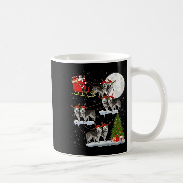 Alaskan Malamute Dog Santa Sleigh Flying Funny Chr Coffee Mug (Right)