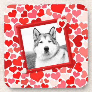 Alaskan Malamute Dog Valentines Heart Coaster