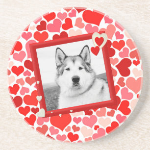 Alaskan Malamute Dog Valentines Heart Coaster