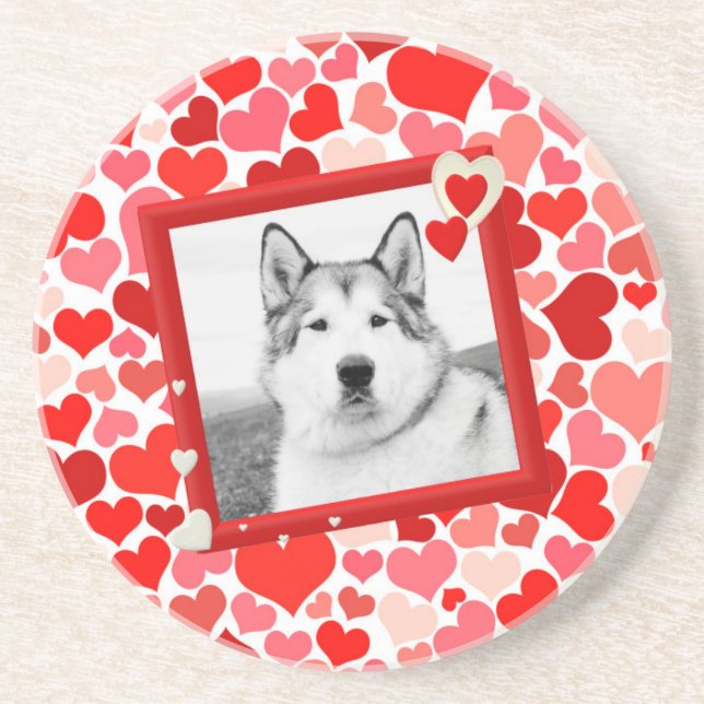 Alaskan Malamute Dog Valentines Heart Coaster (Front)