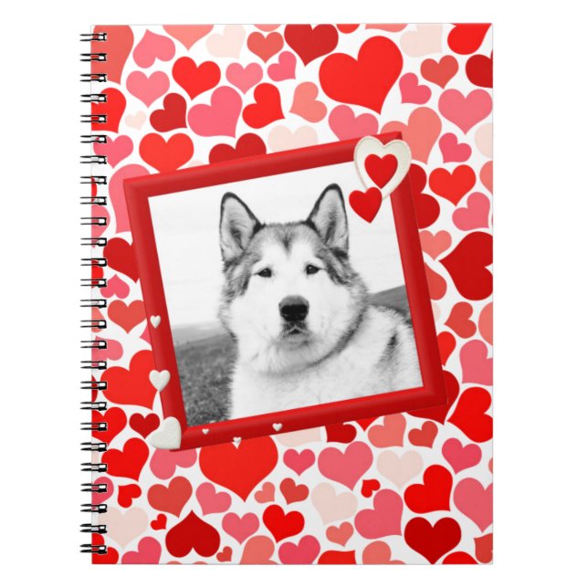 Alaskan Malamute Dog Valentines Heart Notebook (Front)