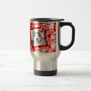 Alaskan Malamute Dog Valentines Heart Travel Mug