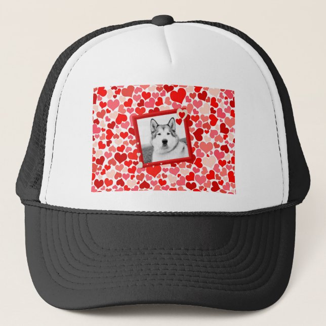 Alaskan Malamute Dog Valentines Heart Trucker Hat (Front)