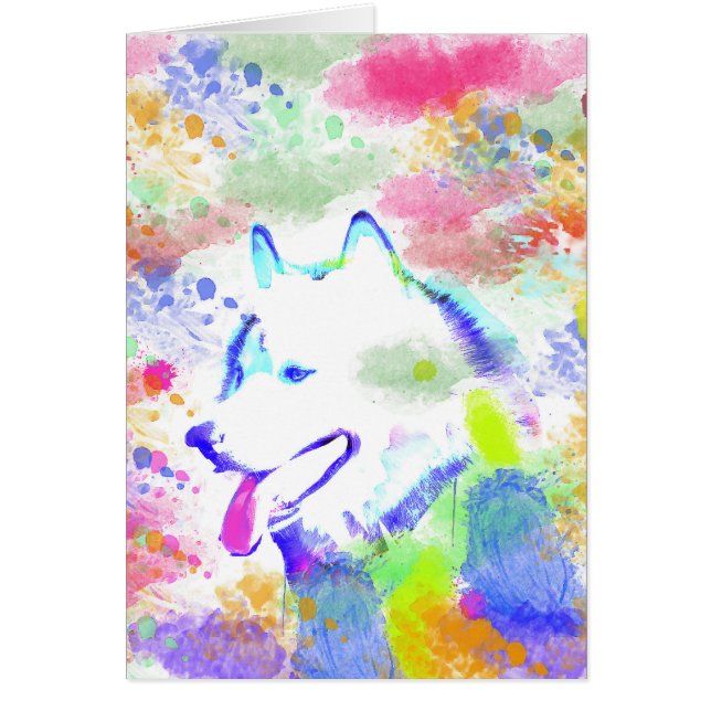 Alaskan Malamute Dog Watercolor Art Portrait (Front)