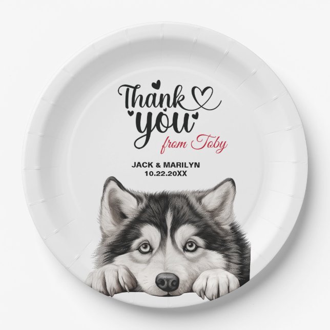 Alaskan Malamute Dog Wedding Reception Paper Plate (Front)