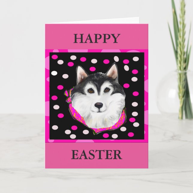 Alaskan Malamute Easter Holiday Card (Front)
