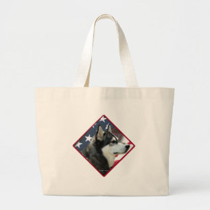 Alaskan Malamute Flag 2 Large Tote Bag