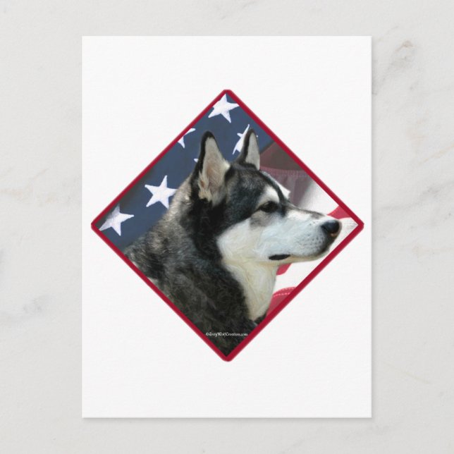 Alaskan Malamute Flag 2 Postcard (Front)