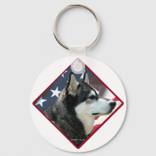 Alaskan Malamute Flag Keychain