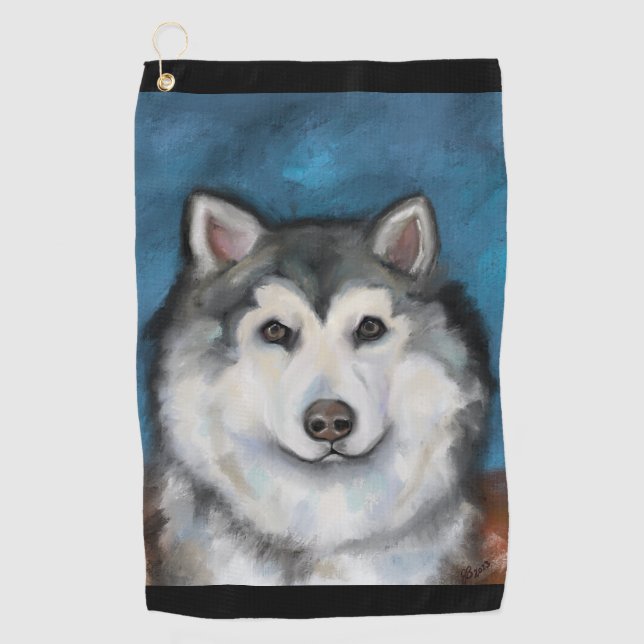 Alaskan Malamute Golf Towel (Front)