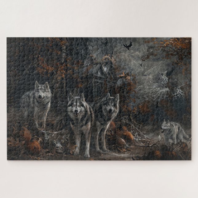 Alaskan Malamute Halloween Night Doggy Delight  Jigsaw Puzzle (Horizontal)