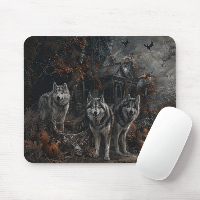 Alaskan Malamute Halloween Night Doggy Delight  Mouse Pad (With Mouse)
