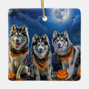 Alaskan Malamute Halloween Spooky  Ceramic Ornament