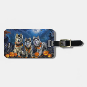 Alaskan Malamute Halloween Spooky  Luggage Tag