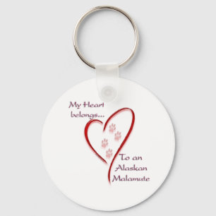Alaskan Malamute Heart Belongs Key Ring