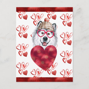 Alaskan Malamute Heart Dog Lover Valentine Gift Postcard