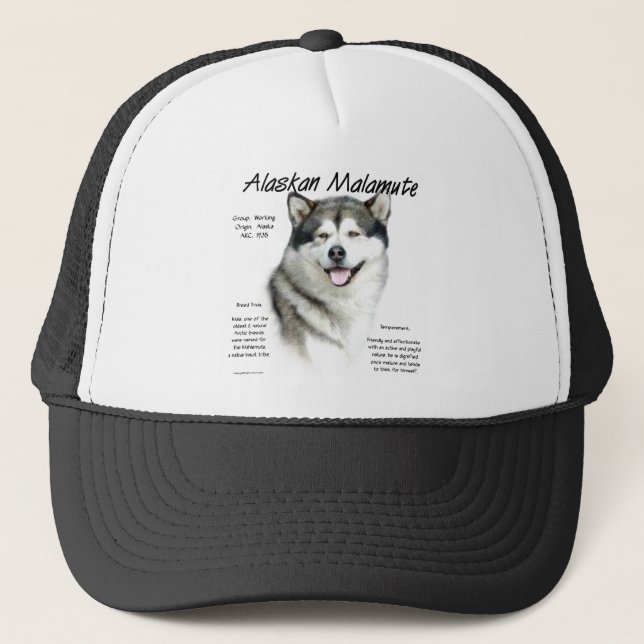 Alaskan Malamute History, All about Malamutes Trucker Hat (Front)