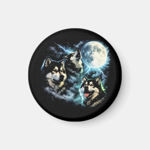 Alaskan Malamute Howling at the Moon Arctic Dog Magnet
