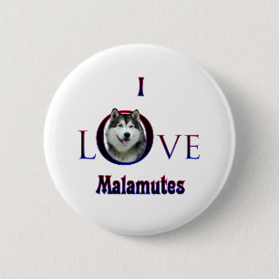 Alaskan Malamute I Love 6 Cm Round Badge