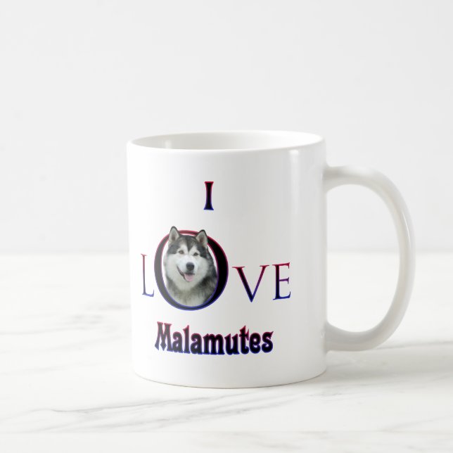 Alaskan Malamute I Love Coffee Mug (Right)