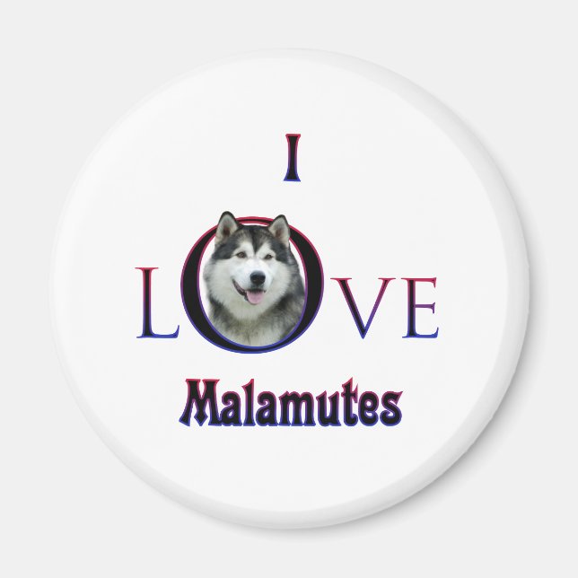 Alaskan Malamute I Love Magnet (Front)