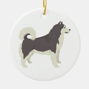 Alaskan Malamute Illustration Ceramic Ornament