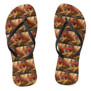 Alaskan Malamute  in Autumn Leaves Fall Inspired  Thongs