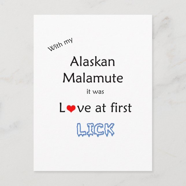 Alaskan Malamute Lick Design Postcard (Front)