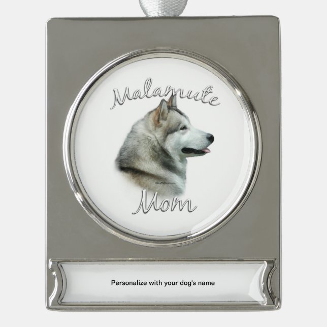 Alaskan Malamute Mum 2 Silver Plated Banner Ornament (Front)