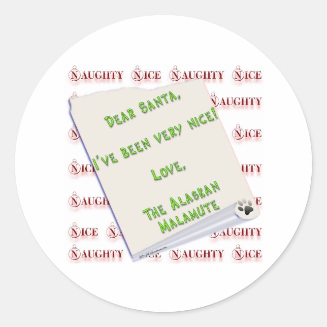 Alaskan Malamute Naughty or Nice - Sticker (Front)