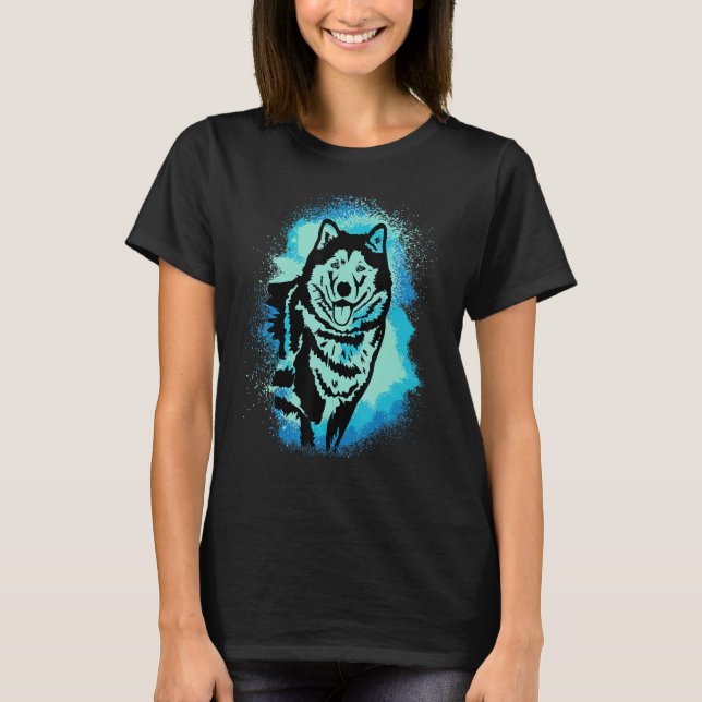 Alaskan Malamute Paint Blue Design Dog Mom Dad_1 T-Shirt (Front)