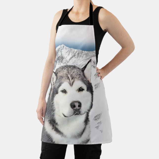 Alaskan Malamute Painting - Cute Original Dog Art Apron (Insitu)