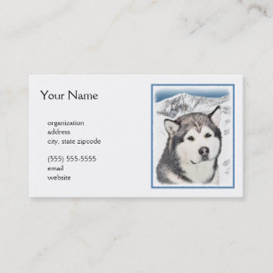 Alaskan Malamute Painting - Cute Original Dog Art Business Card