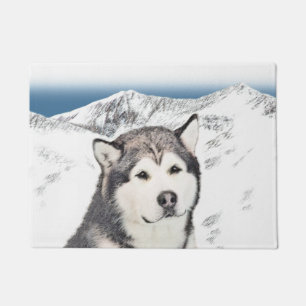 Alaskan Malamute Painting - Cute Original Dog Art Doormat