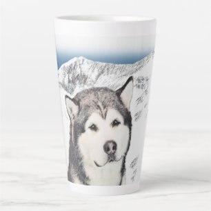 Alaskan Malamute Painting - Cute Original Dog Art Latte Mug