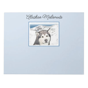 Alaskan Malamute Painting - Cute Original Dog Art Notepad