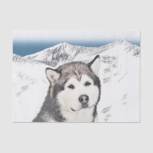 Alaskan Malamute Painting - Cute Original Dog Art Tissue Paper