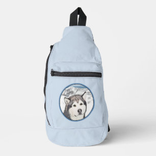 Alaskan Malamute Painting Mal Mally Sled Dog Art Sling Bag