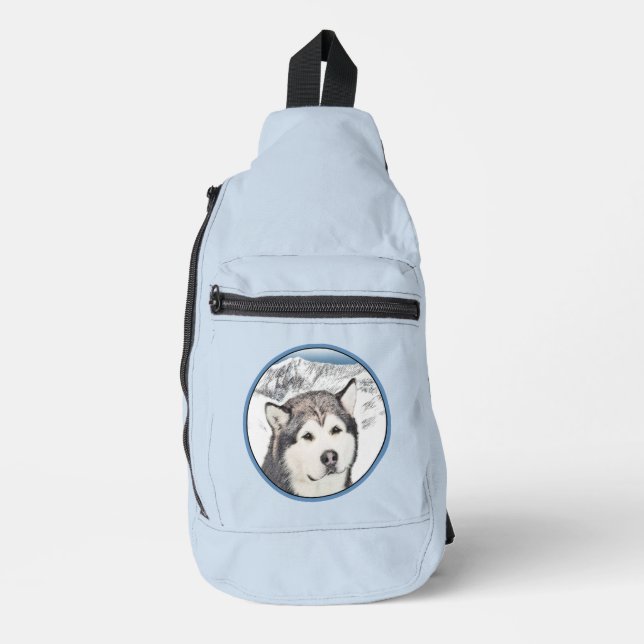Alaskan Malamute Painting Mal Mally Sled Dog Art Sling Bag (Front)