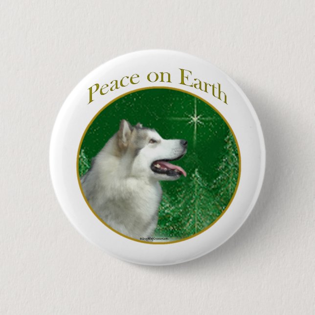 Alaskan Malamute Peace 6 Cm Round Badge (Front)