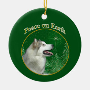 Alaskan Malamute Peace Ceramic Ornament
