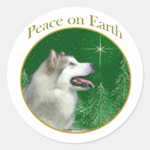 Alaskan Malamute Peace Classic Round Sticker