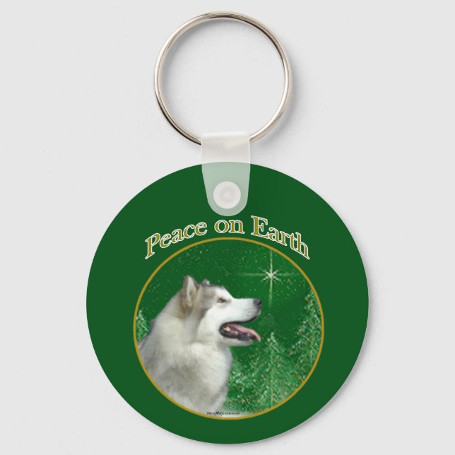 Alaskan Malamute Peace Key Ring (Front)