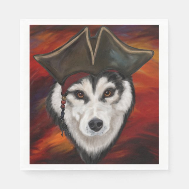Alaskan Malamute Pirate Napkin (Front)