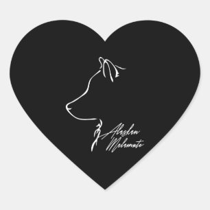 Alaskan Malamute Profile dog mum Heart Sticker