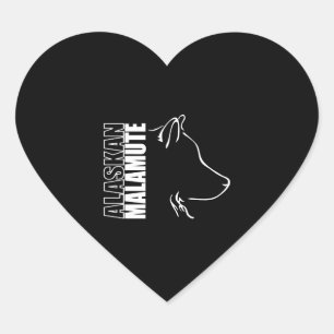 Alaskan Malamute Profile dog mum Heart Sticker
