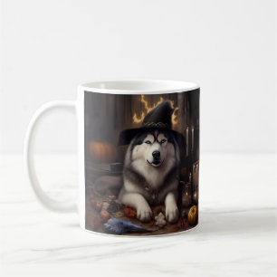 Alaskan Malamute Pumpkins Halloween Scary Coffee Mug