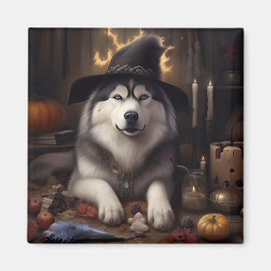 Alaskan Malamute Pumpkins Halloween Scary Magnet