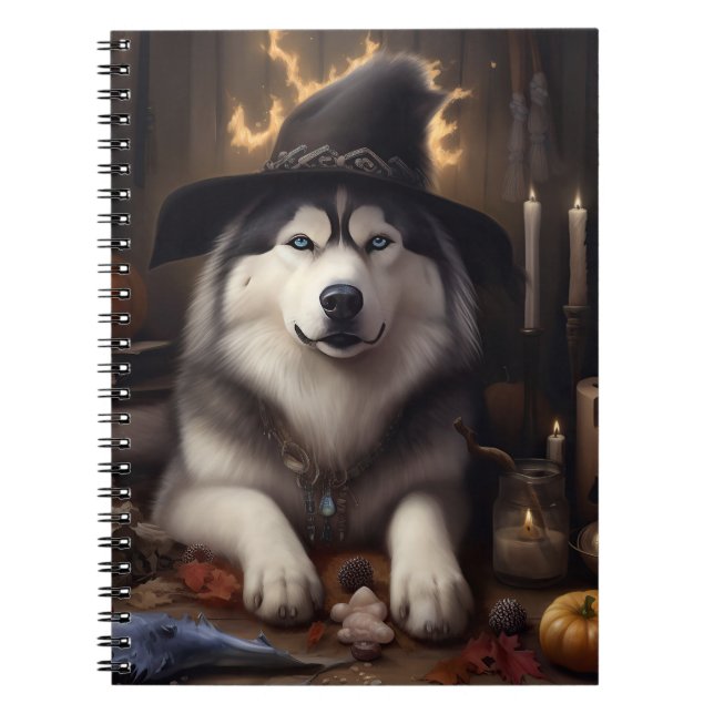 Alaskan Malamute Pumpkins Halloween Scary Notebook (Front)